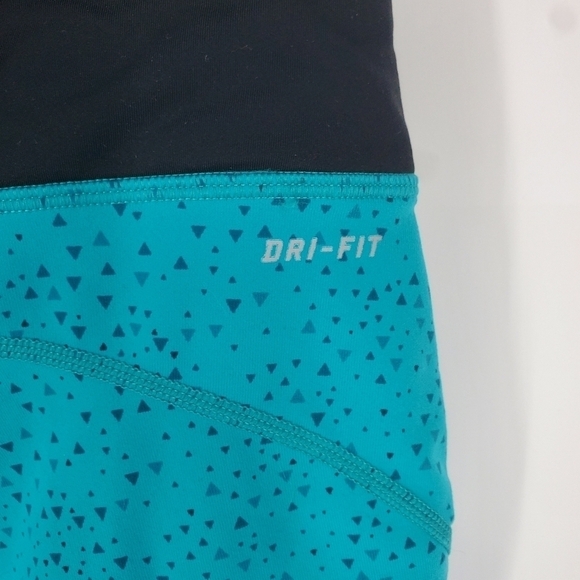 Nike Women Pro Dri Fit Workout Running Capri Cropped Leggings Pants Large Blue - Picture 10 of 11